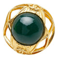 Chanel CC Logo Gripoix Vintage Round Single Earrings Green Gold Plated Glass