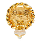 Chanel Vintage Round Earrings Blue Gold Plated — view 4