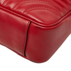 Gucci GG Marmont Crossbody Chain Shoulder Bag Quilted Red Gold Leather — view 4