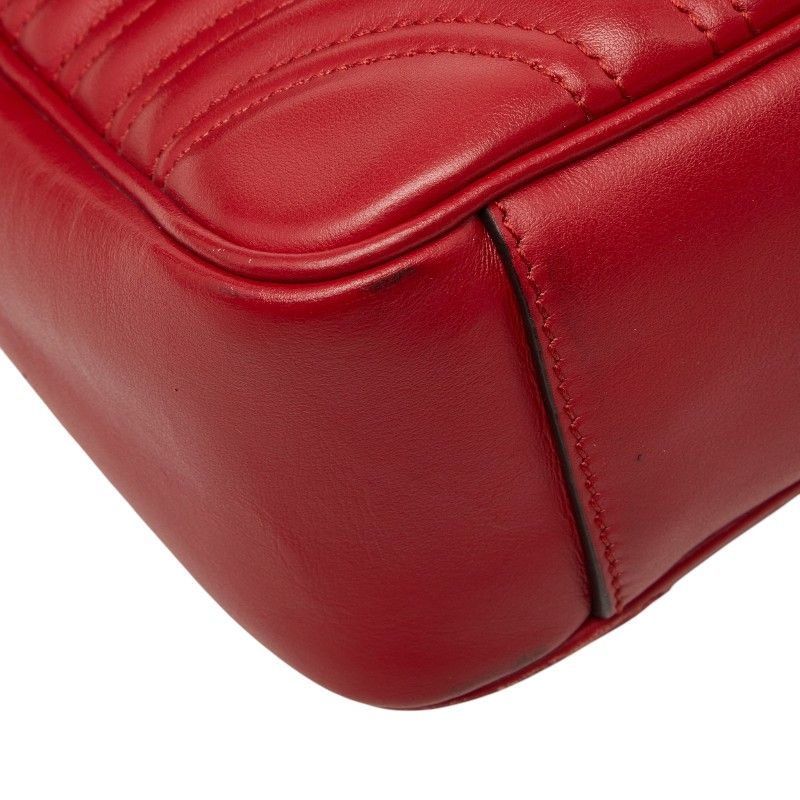 Gucci GG Marmont Crossbody Chain Shoulder Bag Quilted Red Gold Leather — view 5