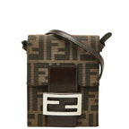 Fendi Zucca Crossbody Shoulder Bag Brown Canvas Leather