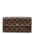 Louis Vuitton Damier Portefeuille Sarah 2 Fold Wallet Brown Leather