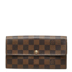 Louis Vuitton Damier Portefeuille Sarah 2 Fold Wallet Brown Leather