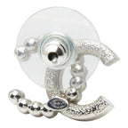 Chanel CC Logo Single Stud Earrings 25 Silver Metal Rhinestone Faux Pearl — view 2