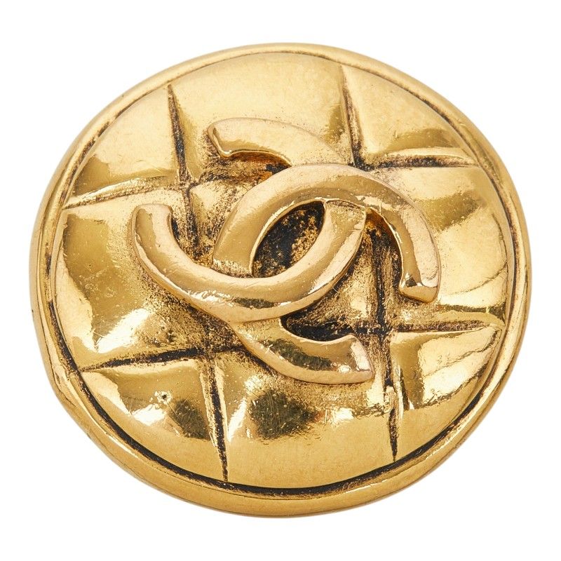 Chanel CC Logo Vintage Round Single Earrings Gold Plated