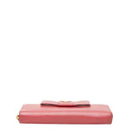 Prada Logo Ribbon Zip Around Wallet Pink Saffiano Leather — view 3