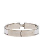 Hermes Click GM Bracelet Bangle Silver White Metal Enamel — view 3