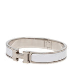 Hermes Click GM Bracelet Bangle Silver White Metal Enamel — view 2