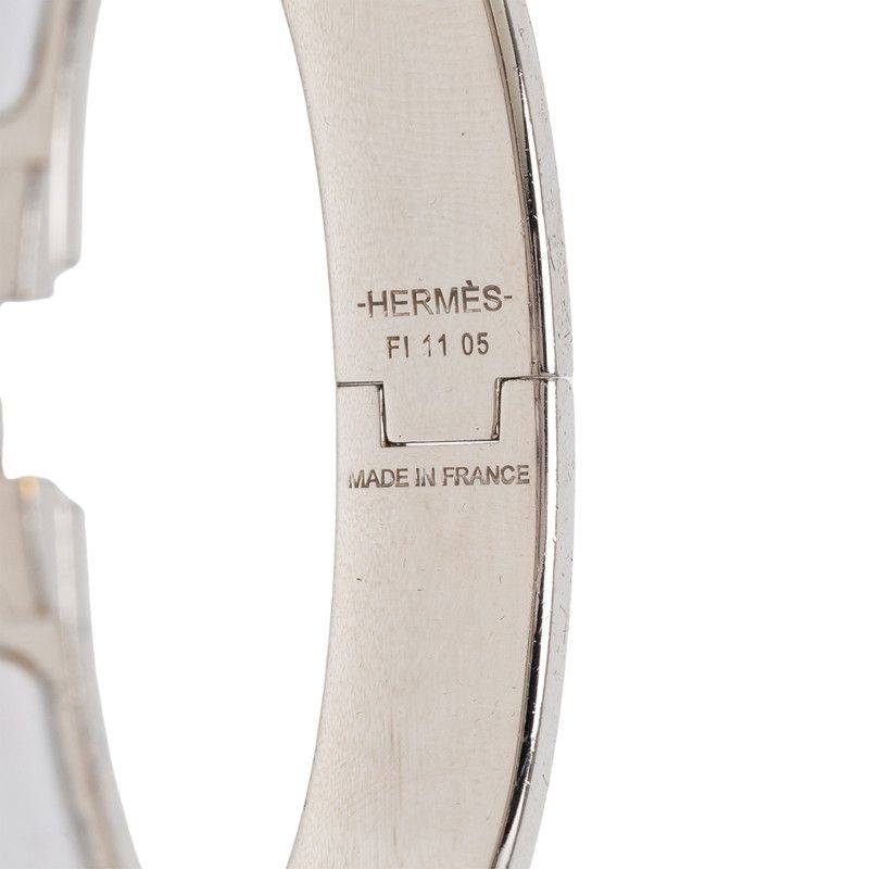 Hermes Click GM Bracelet Bangle Silver White Metal Enamel — view 5
