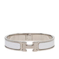 Hermes Click GM Bracelet Bangle Silver White Metal Enamel