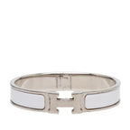 Hermes Click GM Bracelet Bangle Silver White Metal Enamel