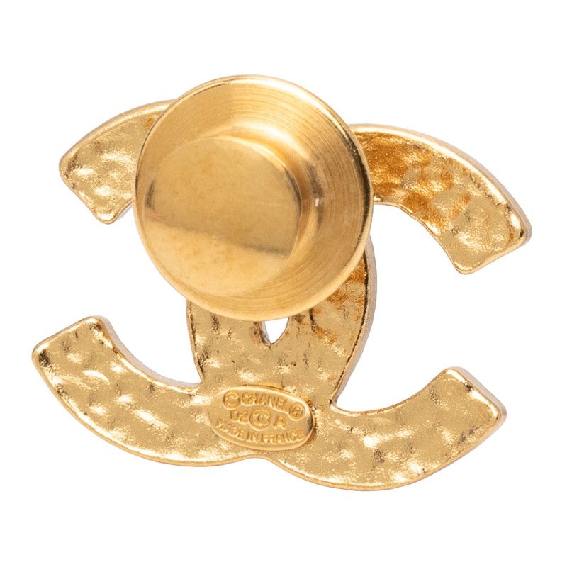 Chanel CC Logo Brooch Pin Gold Black Plated — view 2