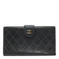 Chanel Picolore Bifold Wallet Kiss Lock Black Gold Leather