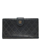 Chanel Picolore Bifold Wallet Kiss Lock Black Gold Leather
