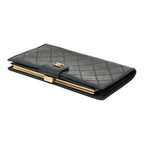Chanel Picolore Bifold Wallet Kiss Lock Black Gold Leather — view 5