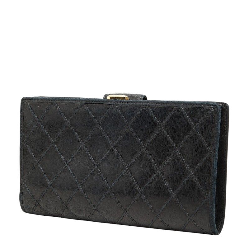 Chanel Picolore Bifold Wallet Kiss Lock Black Gold Leather — view 2