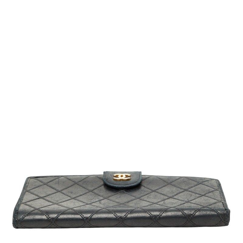 Chanel Picolore Bifold Wallet Kiss Lock Black Gold Leather — view 3
