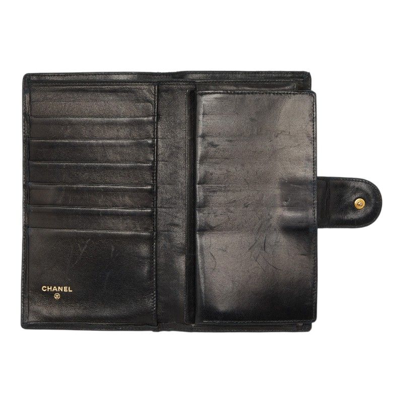Chanel Picolore Bifold Wallet Kiss Lock Black Gold Leather — view 6