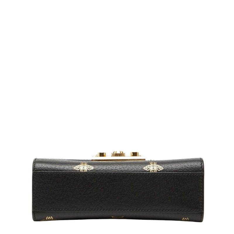 Gucci Padlock Star Hachi Bee Chain Shoulder Bag Crossbody Black Gold Leather — view 3