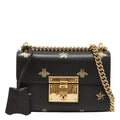 Gucci Padlock Star Hachi Bee Chain Shoulder Bag Crossbody Black Gold Leather