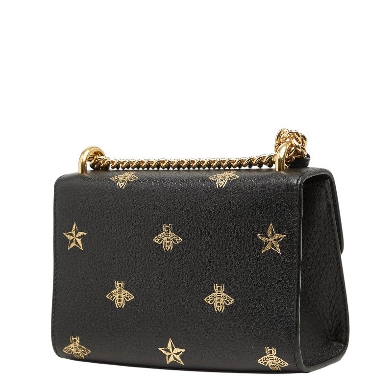 Gucci Padlock Star Hachi Bee Chain Shoulder Bag Crossbody Black Gold Leather — view 2