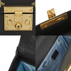 Gucci Padlock Star Hachi Bee Chain Shoulder Bag Crossbody Black Gold Leather — view 9