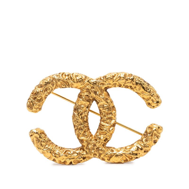 Chanel CC Logo Lava Brooch Gold Plated
