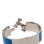 Hermes Clic Clac PM Bracelet Bangle Silver Blue Metal Enamel — view 5