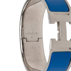 Hermes Clic Clac PM Bracelet Bangle Silver Blue Metal Enamel — view 6
