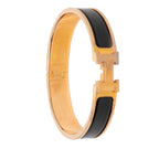 Hermes Click GM Bracelet Bangle Pink Gold Black Metal Enamel — view 5