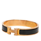 Hermes Click GM Bracelet Bangle Pink Gold Black Metal Enamel — view 2