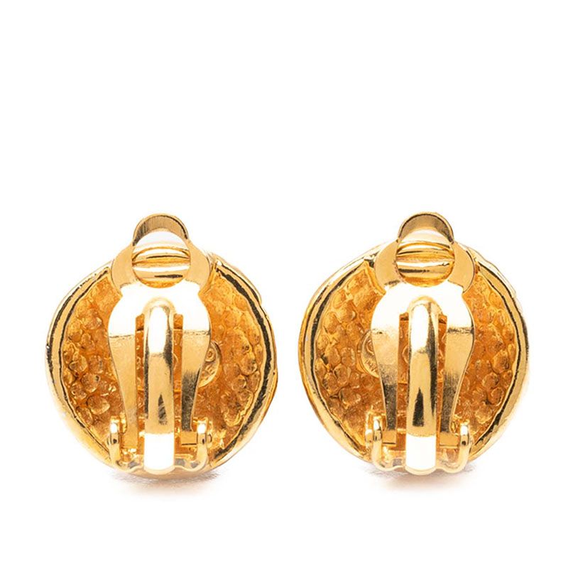 Chanel CC Logo Vintage Earrings Gold Plated — view 2