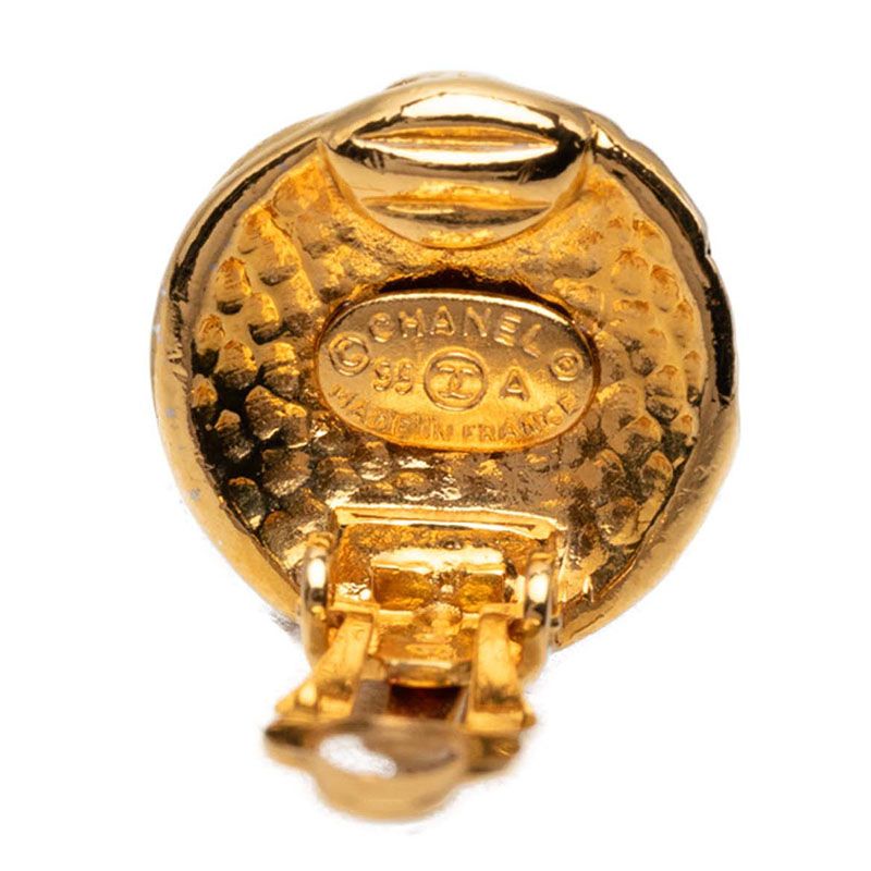 Chanel CC Logo Vintage Earrings Gold Plated — view 3
