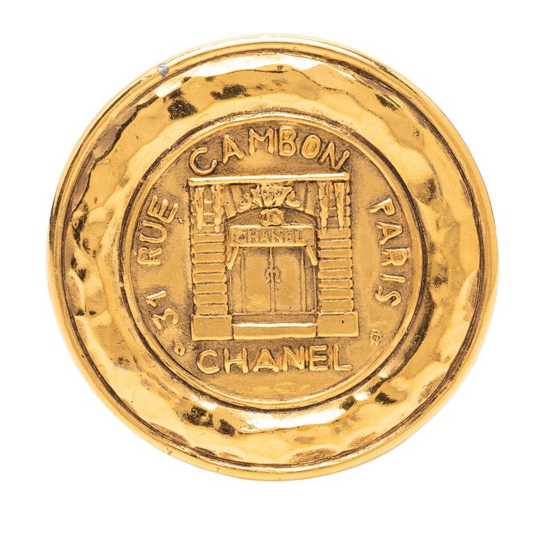 Chanel 31 Rue Cambon Round Brooch Gold Plated