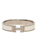 Hermes Click PM Bracelet Bangle Silver Ivory Metal Enamel