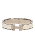 Hermes Click PM Bracelet Bangle Silver Ivory Metal Enamel