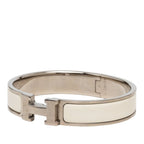 Hermes Click PM Bracelet Bangle Silver Ivory Metal Enamel — view 2