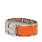 Hermes Clic Clac PM Bracelet Bangle Silver Orange Metal Enamel — view 2