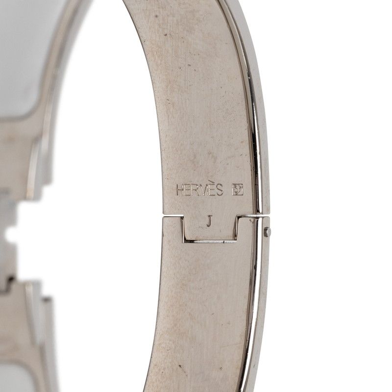 Hermes Click PM Bracelet Bangle Silver White Metal Enamel — view 6