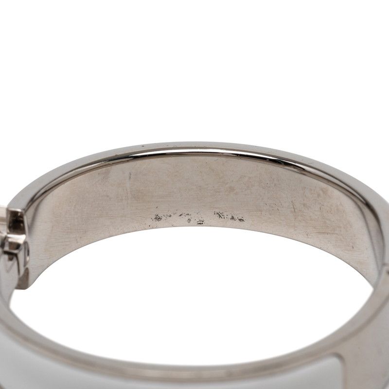 Hermes Click PM Bracelet Bangle Silver White Metal Enamel — view 5