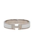 Hermes Click PM Bracelet Bangle Silver White Metal Enamel