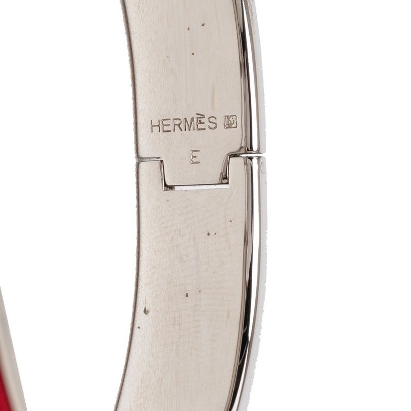 Hermes Click GM Bracelet Bangle Silver Bordeaux Metal Enamel — view 5