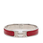 Hermes Click GM Bracelet Bangle Silver Bordeaux Metal Enamel