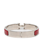 Hermes Click GM Bracelet Bangle Silver Bordeaux Metal Enamel — view 3