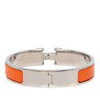 Hermes Click PM Bracelet Bangle Silver Orange Metal Enamel — view 3