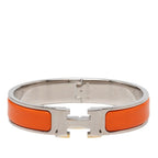Hermes Click PM Bracelet Bangle Silver Orange Metal Enamel