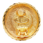 Chanel CC Logo Vintage Round Earrings Brown Gold Plated Tiger — view 4