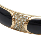 Dior Bangle Black Gold Plated Rhinestone Bracelet — view 3