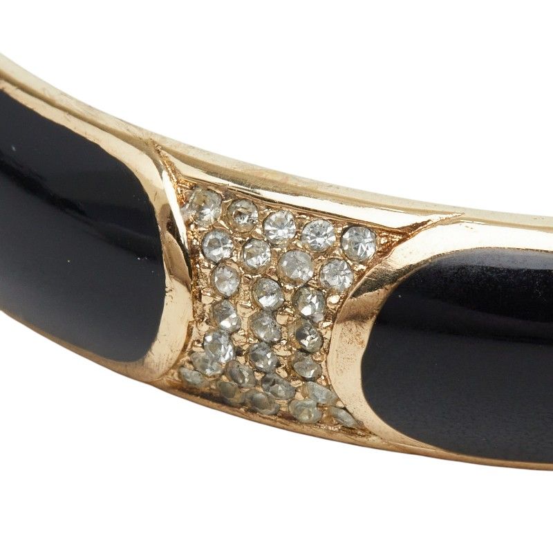 Dior Bangle Black Gold Plated Rhinestone Bracelet — view 3