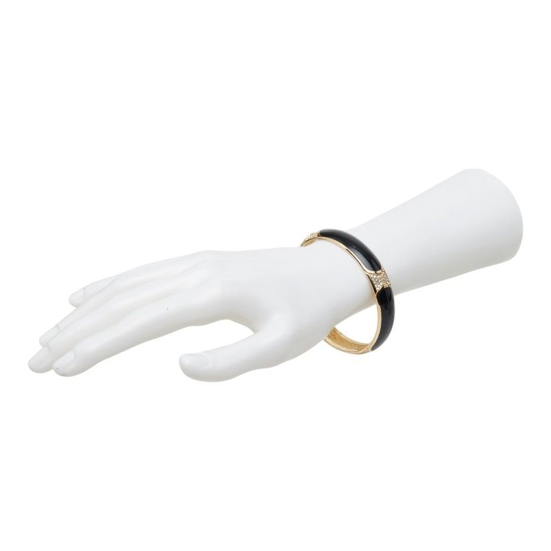 Dior Bangle Black Gold Plated Rhinestone Bracelet — view 6